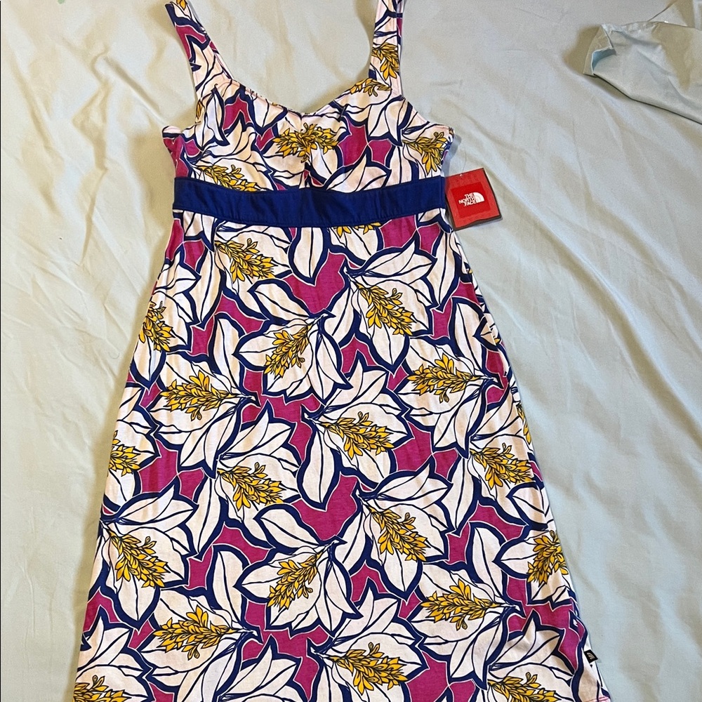 The North Face Floral Midi Dress in Pink and Yellow